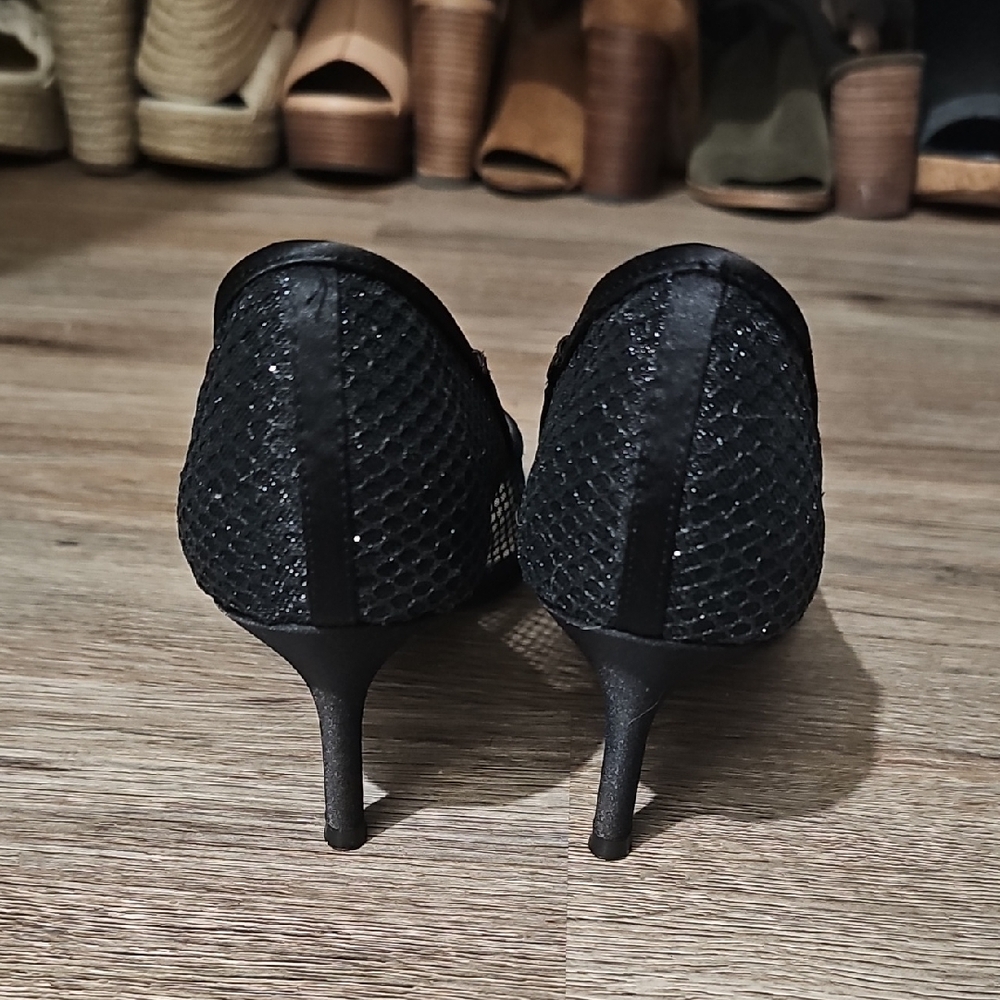 Nina Black Mesh Heels - Picture 5 of 11